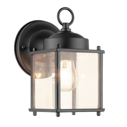 Portfolio 1-Light 8.25-in Black Outdoor Wall Light