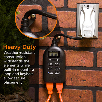 myTouchSmart 15 -Amps 125-volt Indoor or outdoor 2 -Outlet Programmable Countdown Digital Lighting Timer