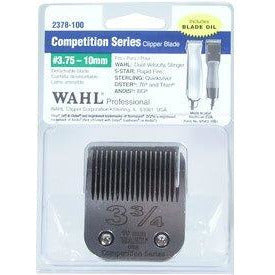Clipper blade marked 3 3/4 in a blue blister pack with a bottle of blade oil
