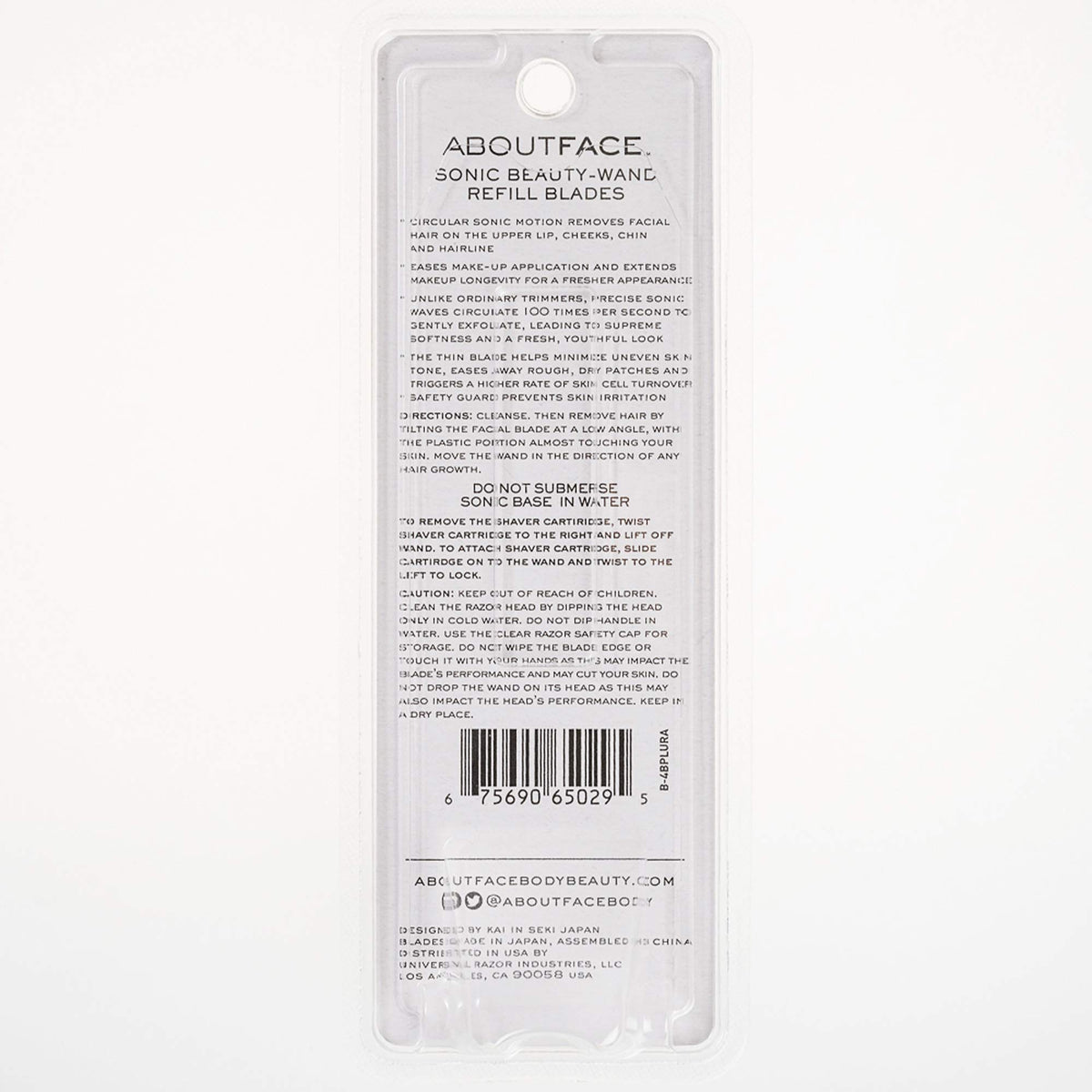 Back of the refill blade pack with directions, cautions and barcode