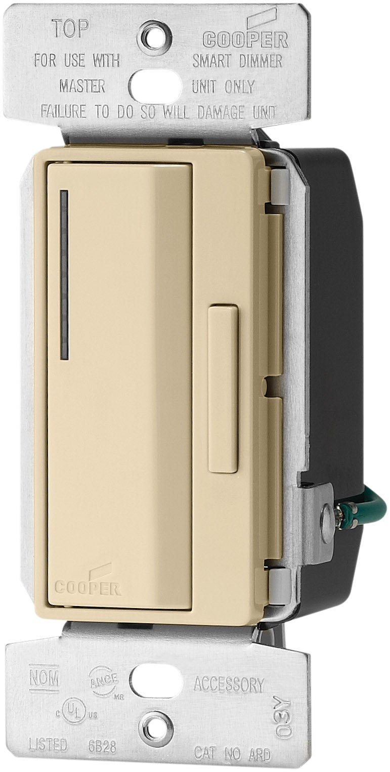 Ivory accessory smart dimmer with an LED bar and side slider on a metal strap