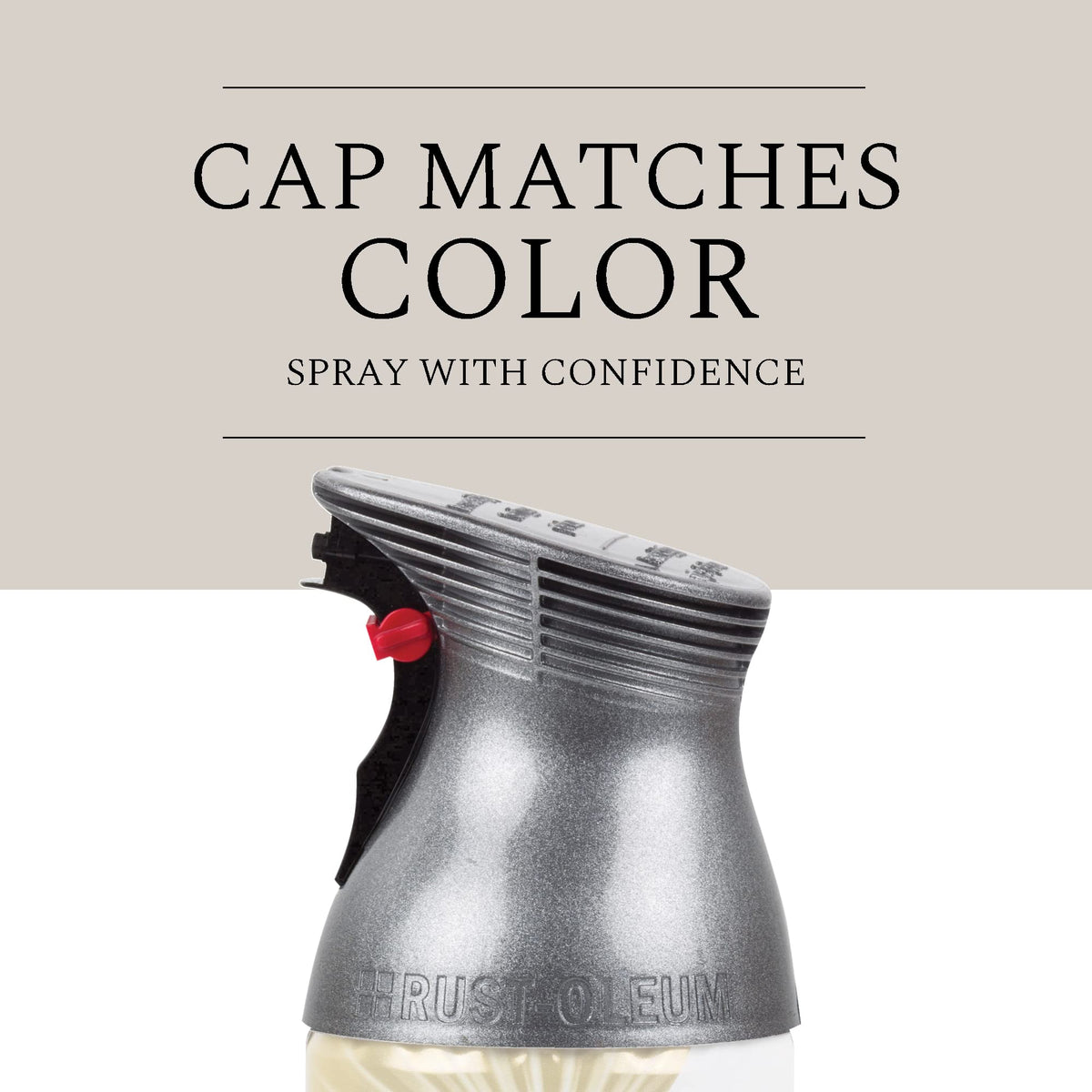 Close-up of the metallic grey cap that matches the dark steel paint