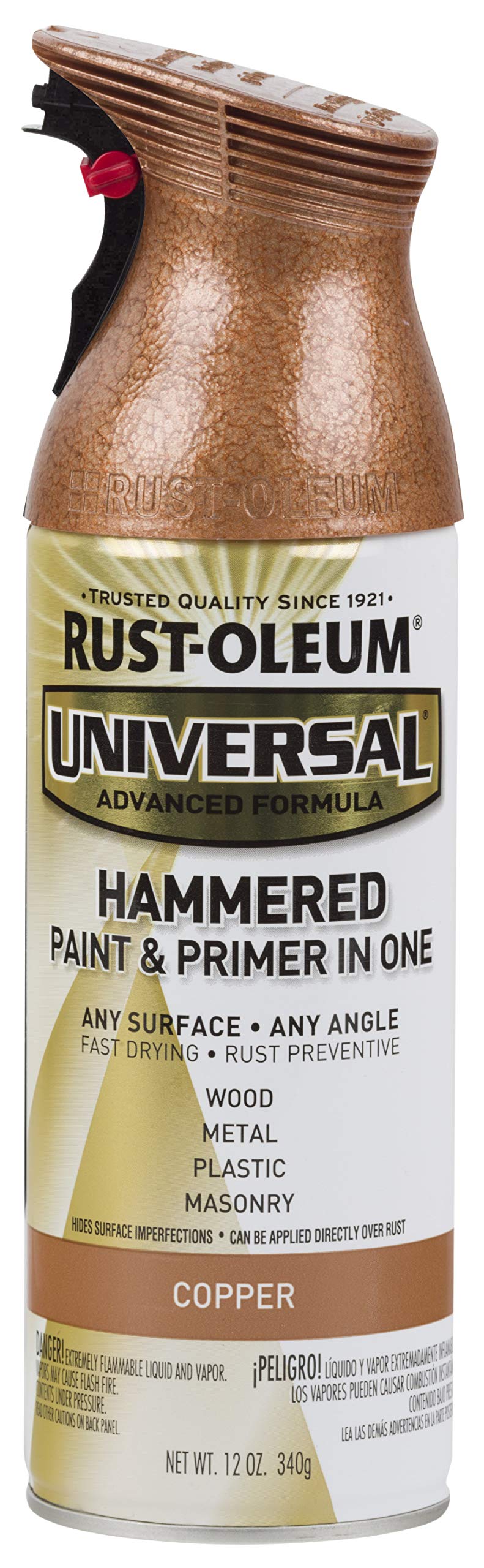 12 oz can of copper hammered finish spray paint and primer with a copper cap