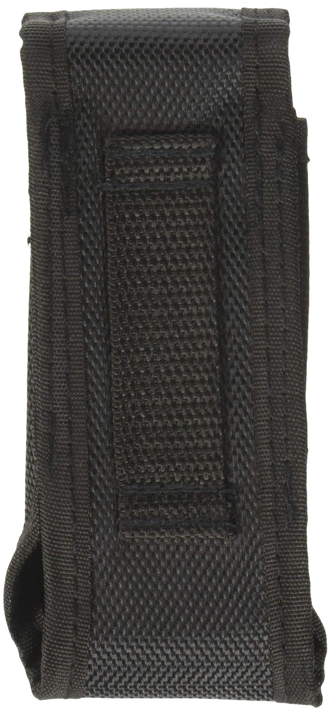 Back of the black nylon flashlight holster showing the wide belt loop