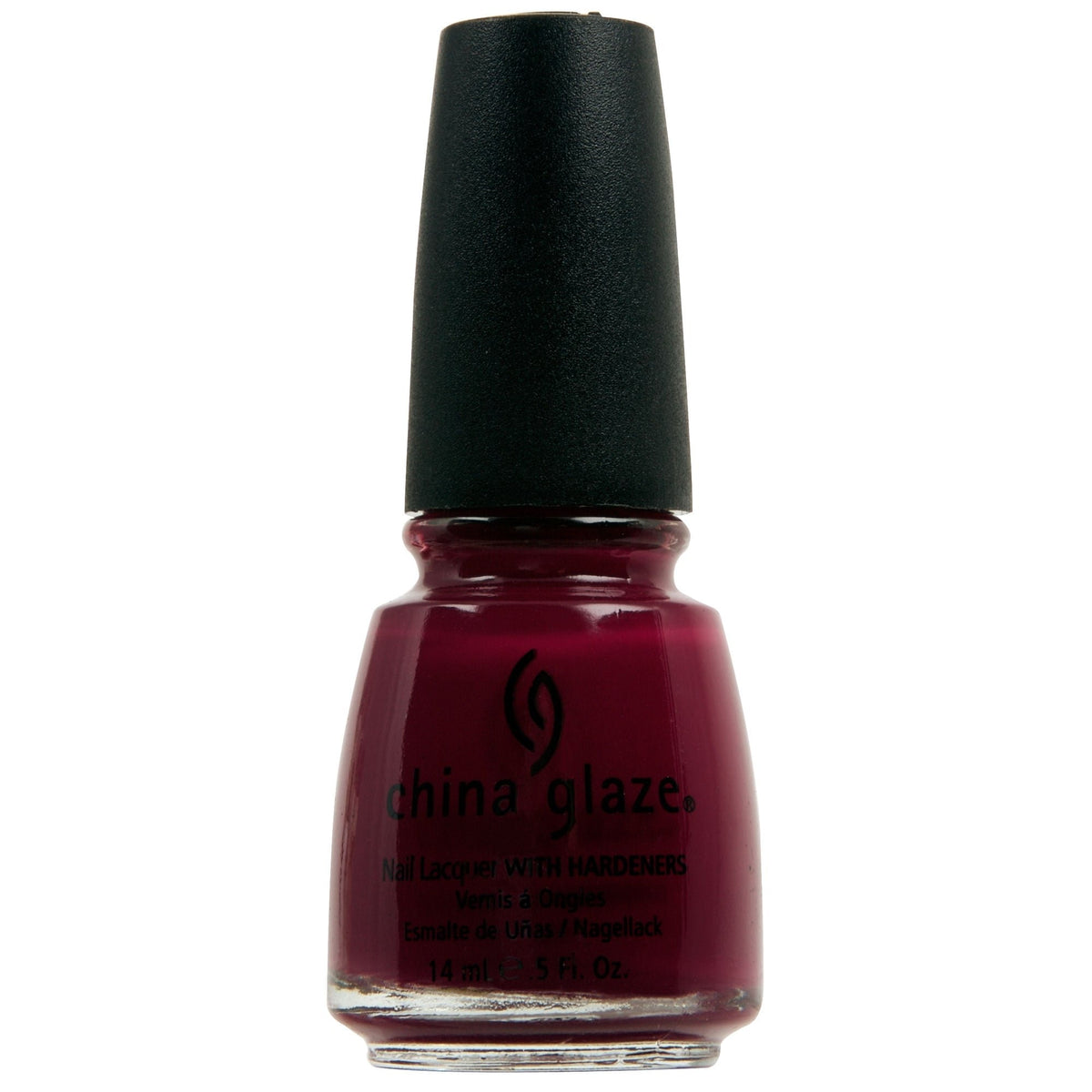 Bottle of deep wine red creme nail lacquer with a black cap