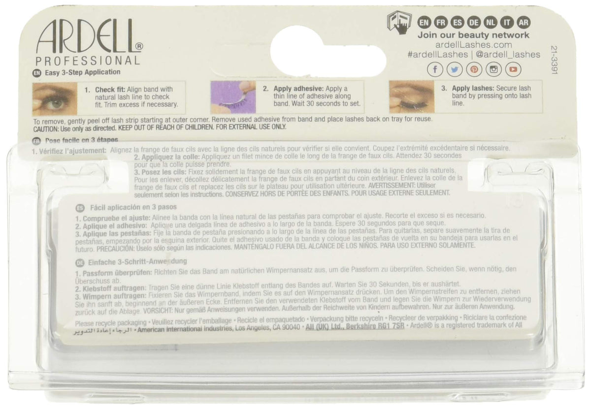 Back of the lash pack with 3-step application pictures and multilingual directions