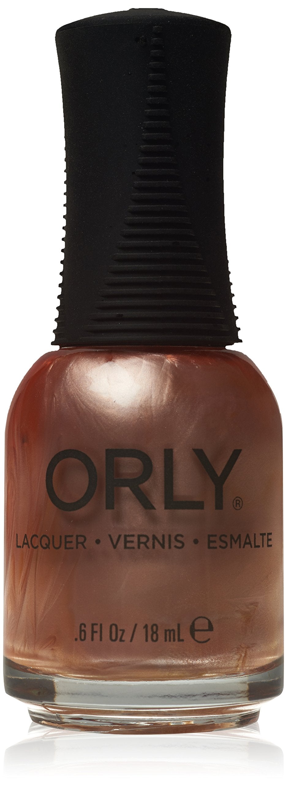 Orly nail lacquer bottle in a metallic copper-bronze shimmer, front view