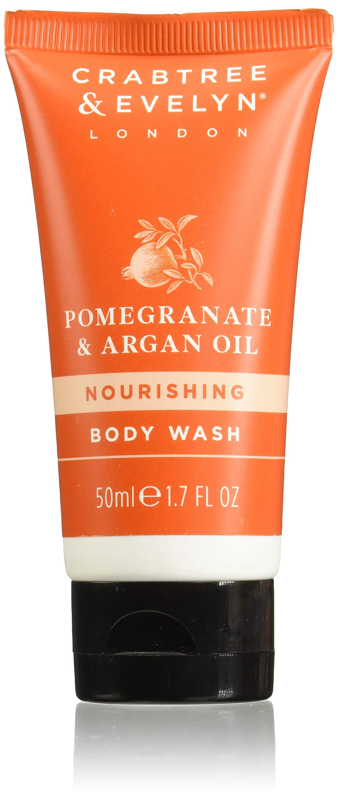 Crabtree and Evelyn Pomegranate and Argan Oil nourishing body wash, orange 1.7 oz tube