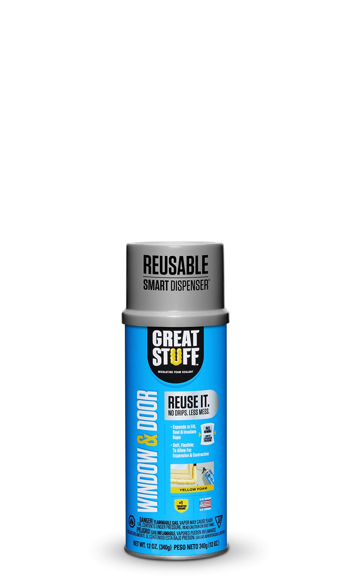 Great Stuff 99108862 Smart Dispenser Window & Door, Yellow 12 Oz.