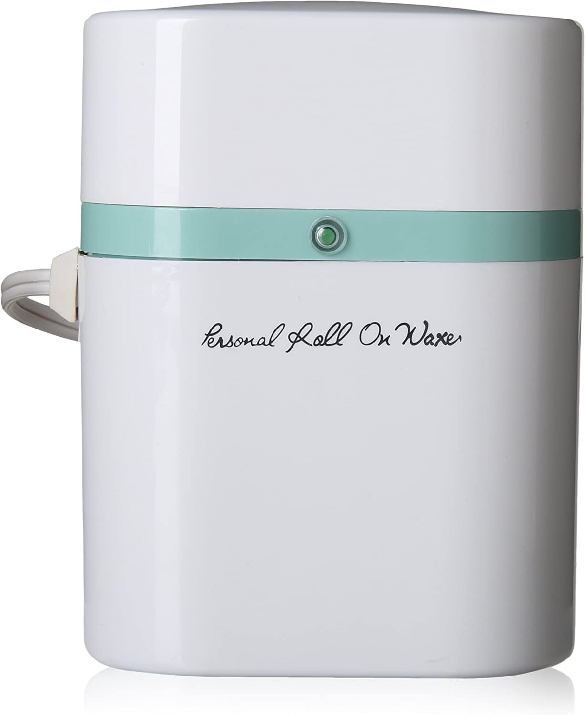 White Personal Roll On Waxer warmer with a mint green band and power light