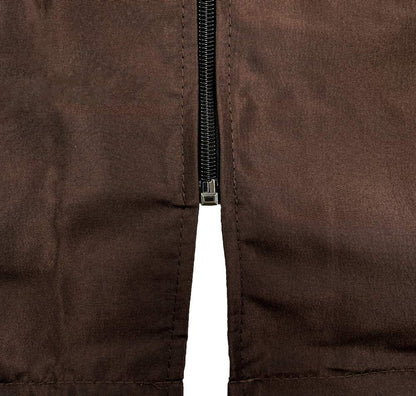 A Size Above Big & Tall Barber Jacket, Cut for Fuller Figures, Short Sleeve with Zipper Front, Left Breast Pocket Plus Two Lower Pockets, Lightweight, Water Resistant Nylon/Poly, Chocolate Brown, 4X