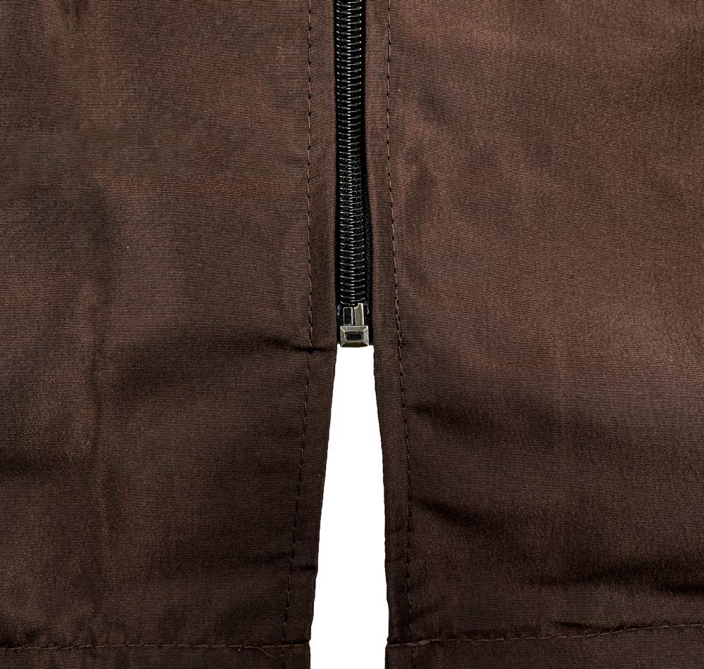 A Size Above Big & Tall Barber Jacket, Cut for Fuller Figures, Short Sleeve with Zipper Front, Left Breast Pocket Plus Two Lower Pockets, Lightweight, Water Resistant Nylon/Poly, Chocolate Brown, 3X