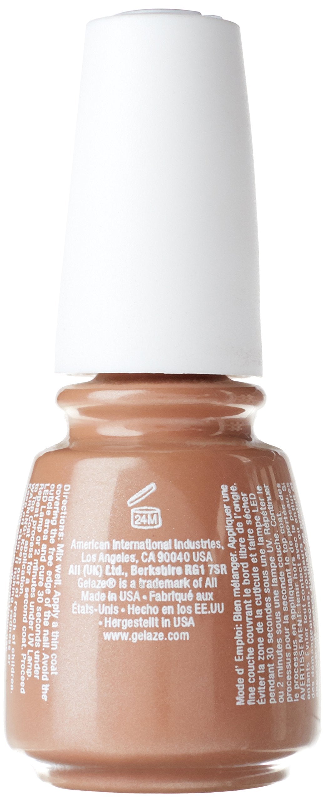 Back of the nude gel polish bottle with directions and maker details