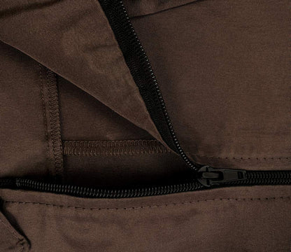 A Size Above Big & Tall Barber Jacket, Cut for Fuller Figures, Short Sleeve with Zipper Front, Left Breast Pocket Plus Two Lower Pockets, Lightweight, Water Resistant Nylon/Poly, Chocolate Brown, 4X