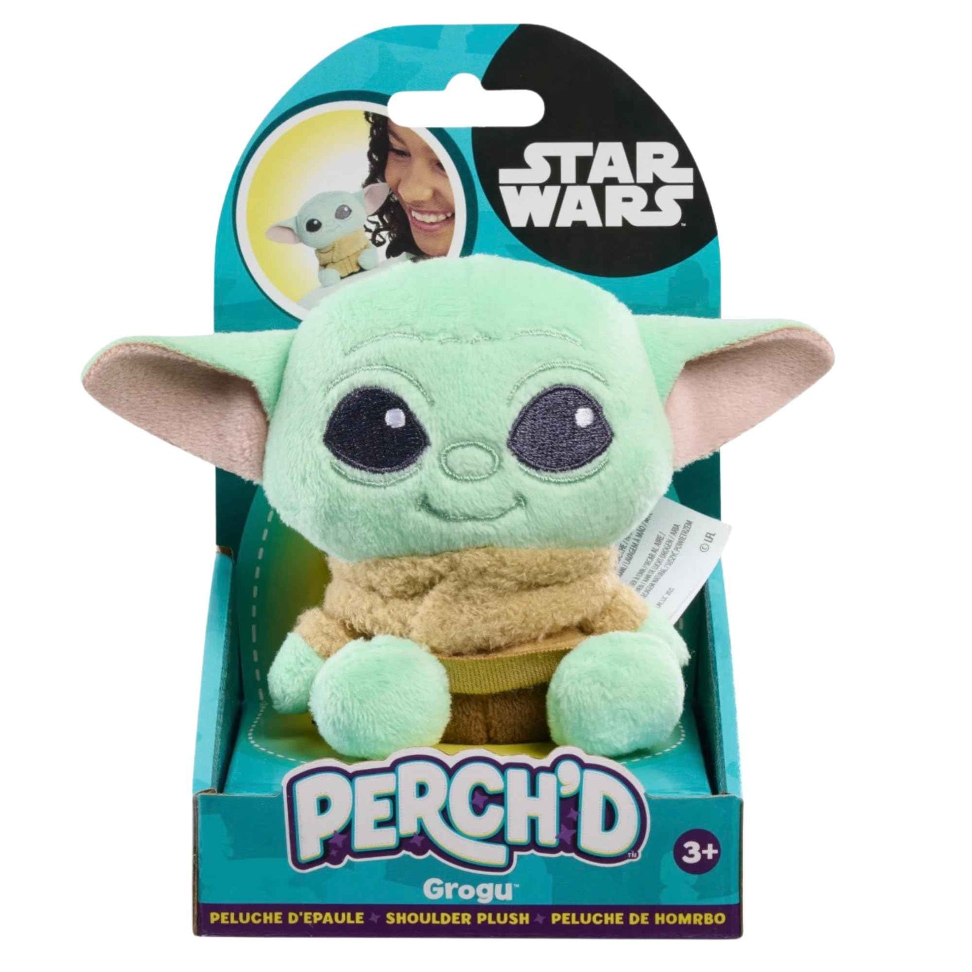 Star Wars Perch'd Grogu Shoulder Plush Toy, 3.75 Inch, for Ages 3 and Up