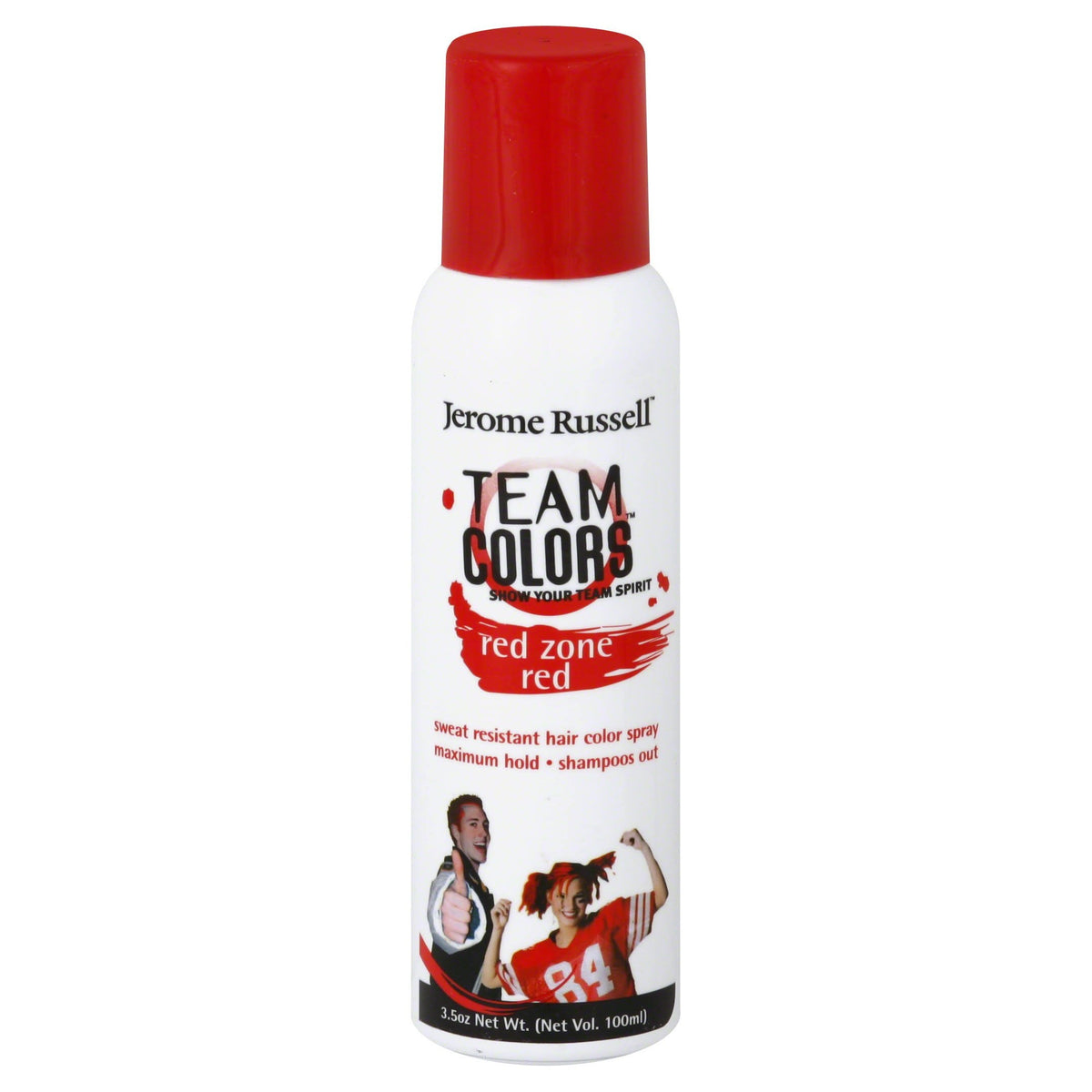 White can of red zone red hair colour spray with a red cap, 3.5 oz