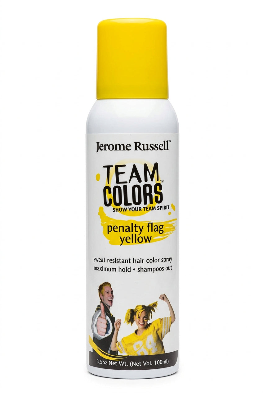Jerome Russell Team Colors penalty flag yellow hair color spray can with yellow cap, 3.5 oz