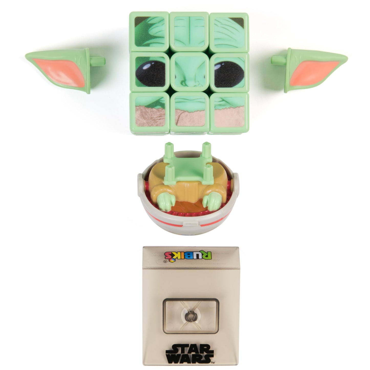 Rubik’s Cube, Star Wars Grogu Cuber with Display, Mandalorian’s The Child, Problem-Solving Brain Teaser, Classic Color-Matching Puzzle, Fidget Toy for Kids, Collectible Star Wars Toy, for Ages 8 & Up