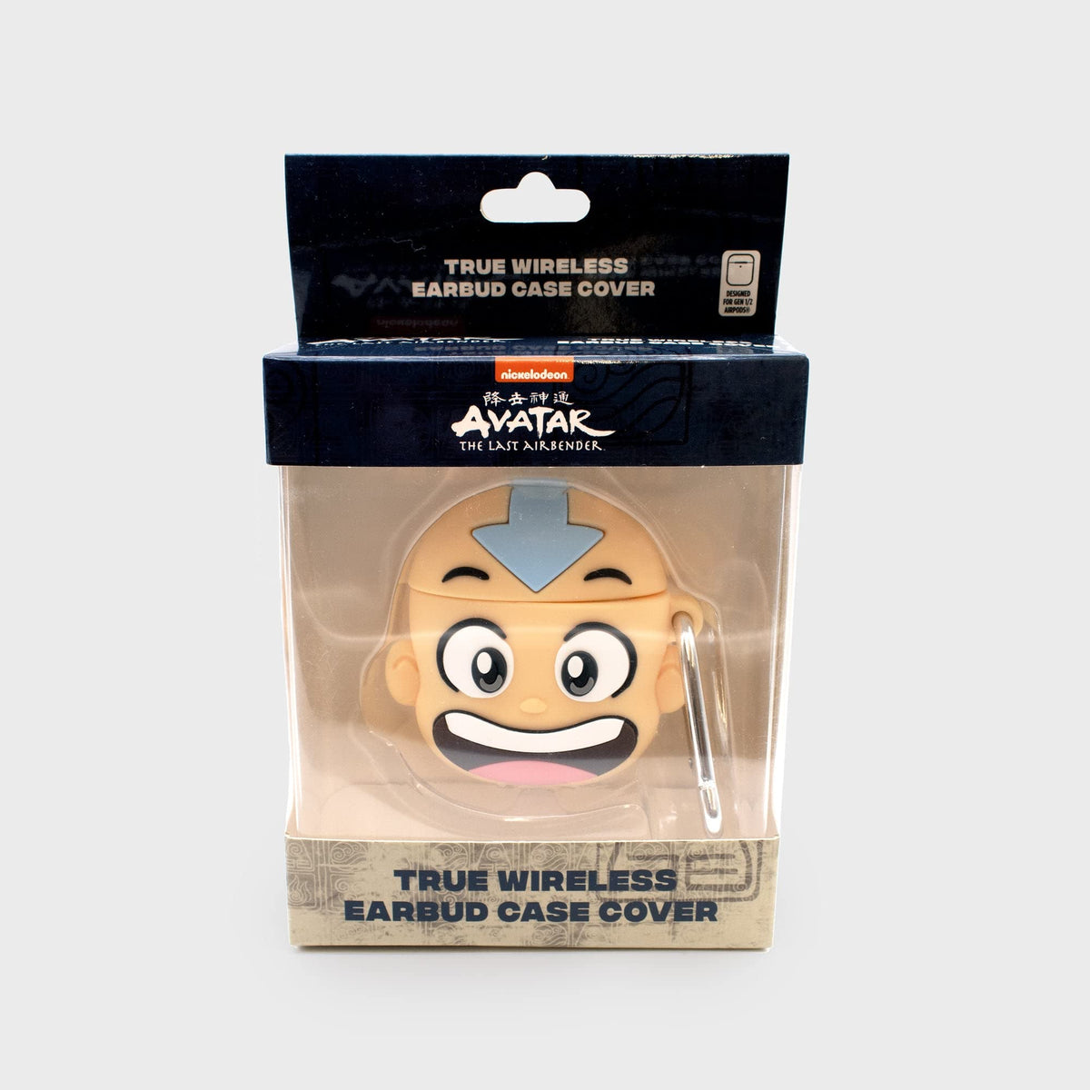 Aang earbud case cover in its Avatar The Last Airbender window box