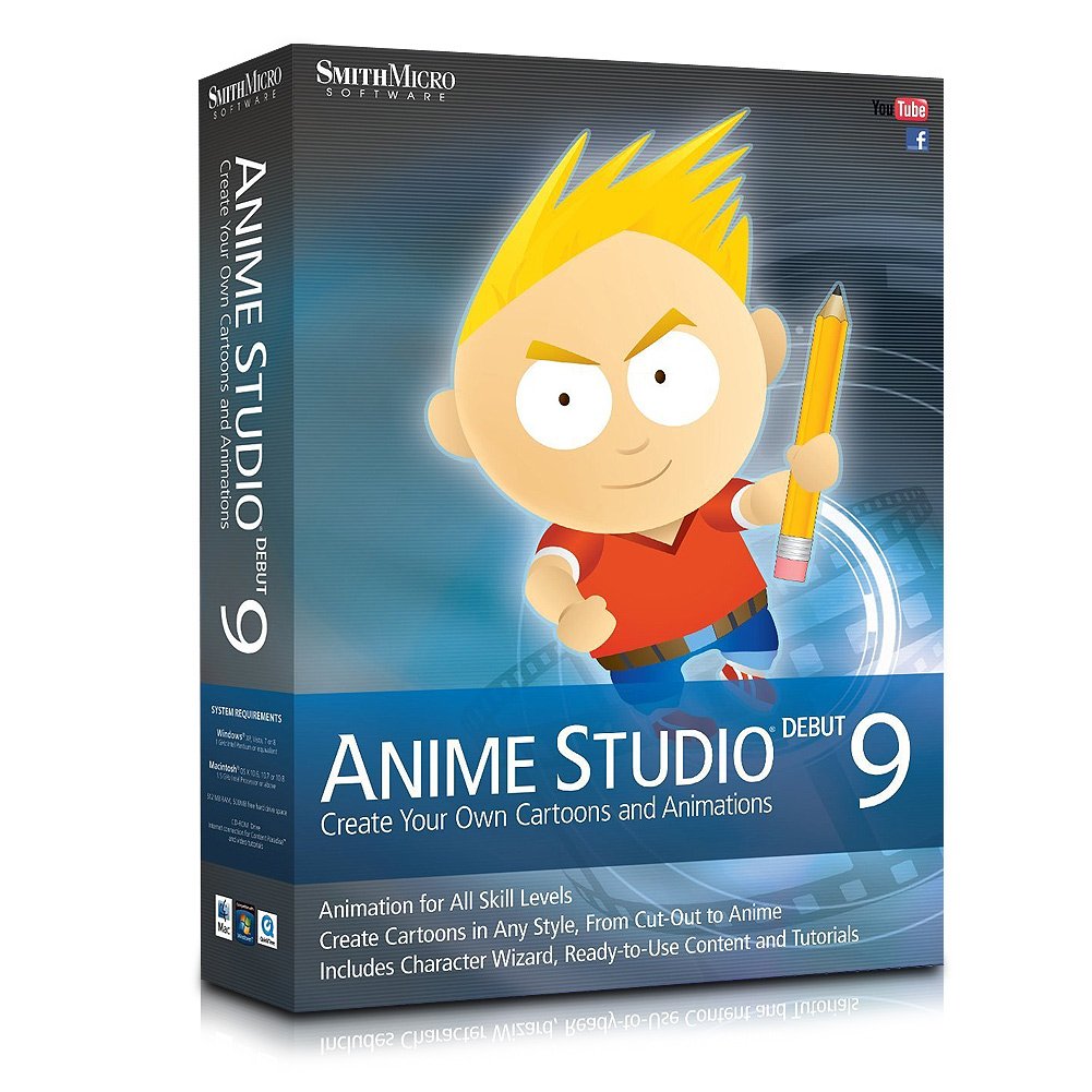 Anime Studio Debut 9 box with a blond cartoon boy holding a pencil