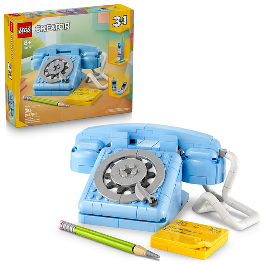 LEGO Creator 3 in 1 Retro Telephone Kids Toy - Home Decor for Bedroom or Kids Room - Building Toy and Learning Playset for Girls & Boys, Ages 8+ - Gift Idea for Birthdays or Special Occasions - 31174