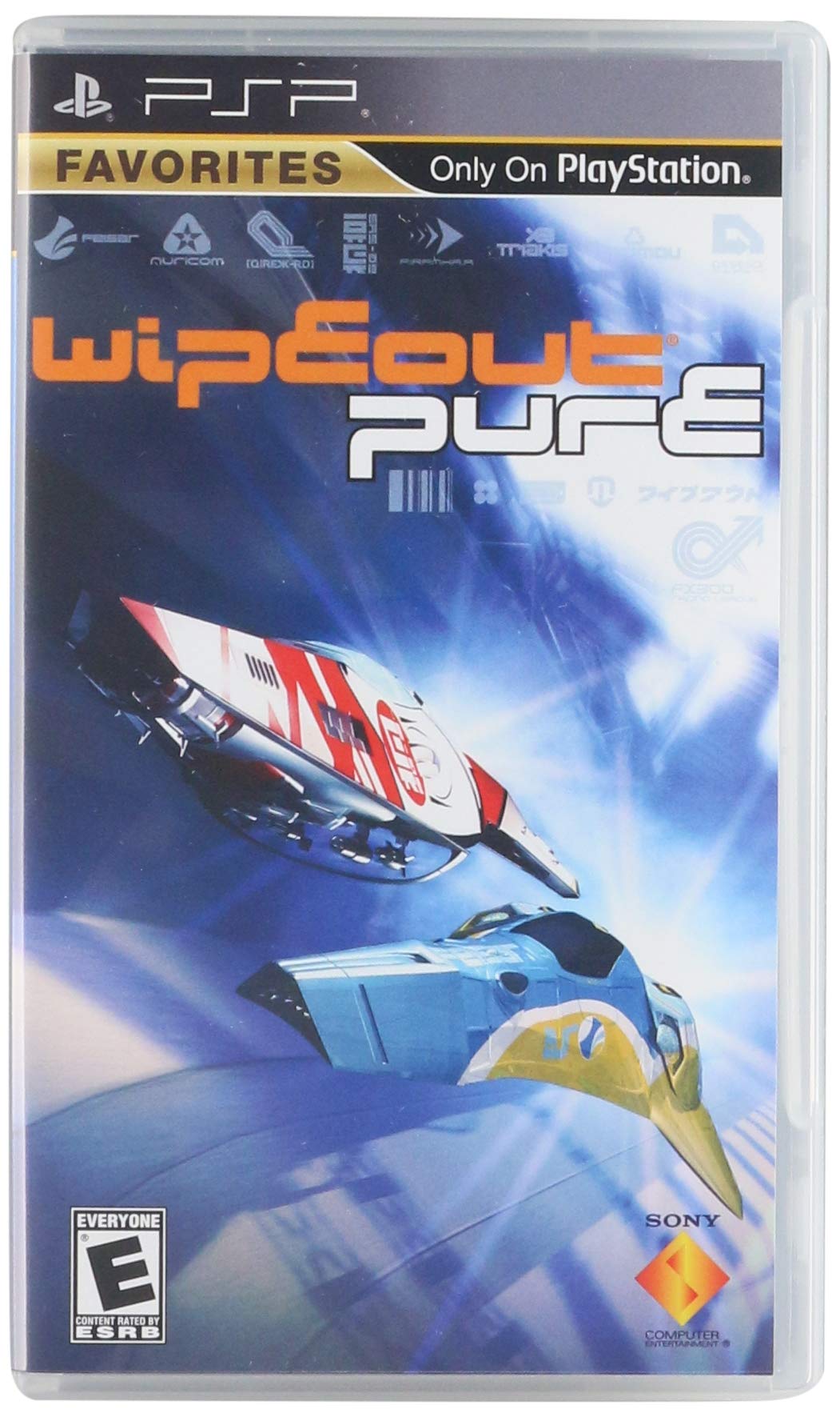 Front of the Wipeout Pure PSP Favorites case with futuristic racing ships