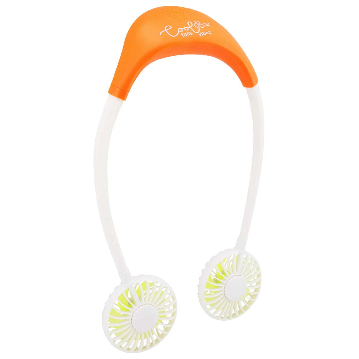 Underside of the orange neckband with USB-C port and two buttons