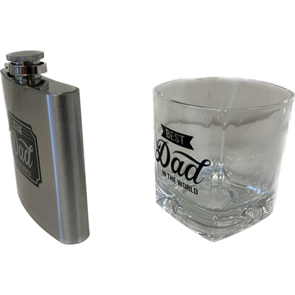 Father's Day Best Dad in the World Flask and Rocks Glass Set - Way to Celebrate