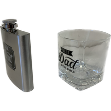 Load image into Gallery viewer, Father&#39;s Day Best Dad in the World Flask and Rocks Glass Set - Way to Celebrate
