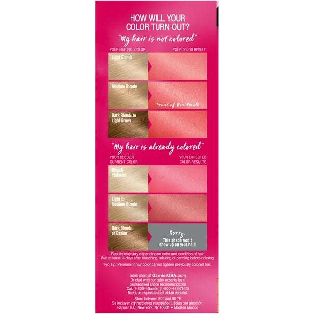Garnier Sensation Hair Color Cream, 7.26 California Sunset (Coral Pink), 1 Kit