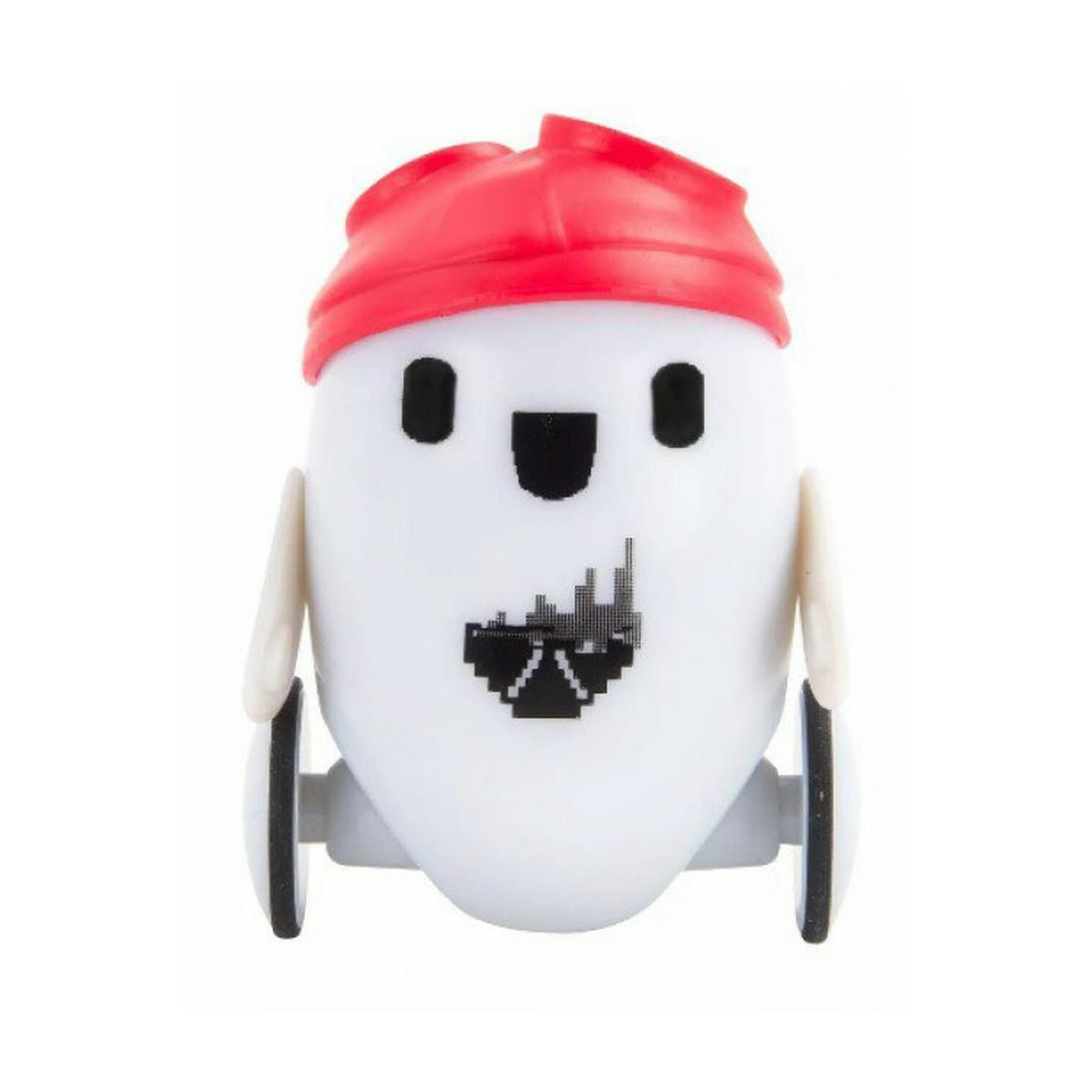 White Ron B-Bot with red bandana and pixel face, front view