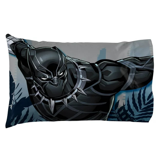 Pillowcase with Black Panther in his silver-trimmed suit