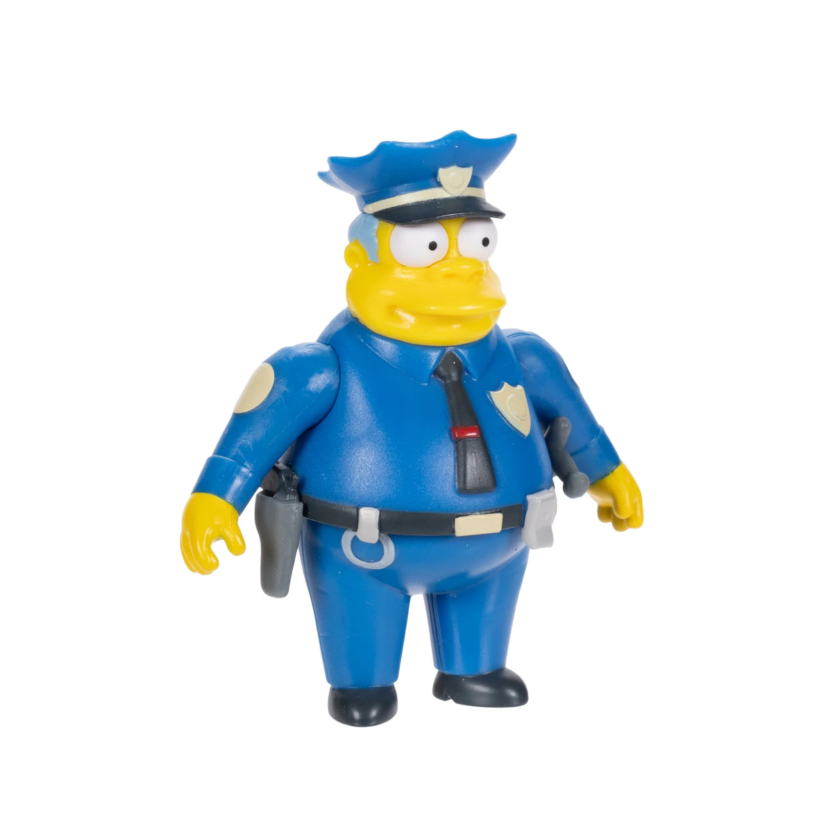 Three-quarter view of the police chief figure with holster and baton on its belt