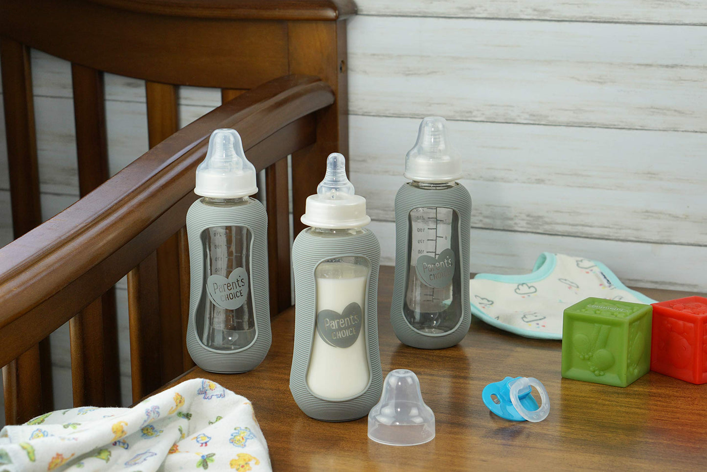 Parent's Choice Glass Baby Bottles 3 Pack Slow Flow 0+ Standard Neck 9 oz New