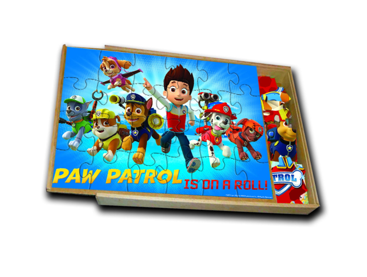 Paw Patrol 5 Wood Jigsaw Puzzles in Wood Storage Box