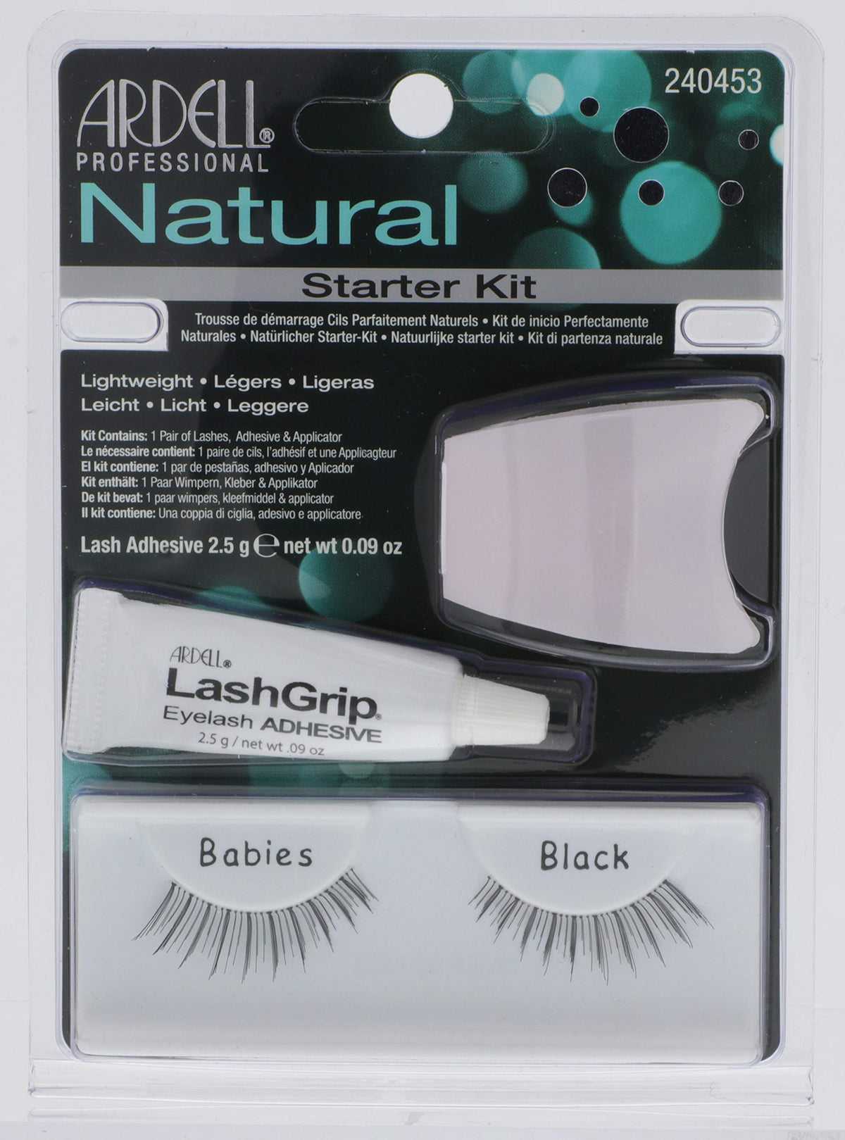 Lash starter kit card with a pair of Babies black strip lashes, glue tube and applicator