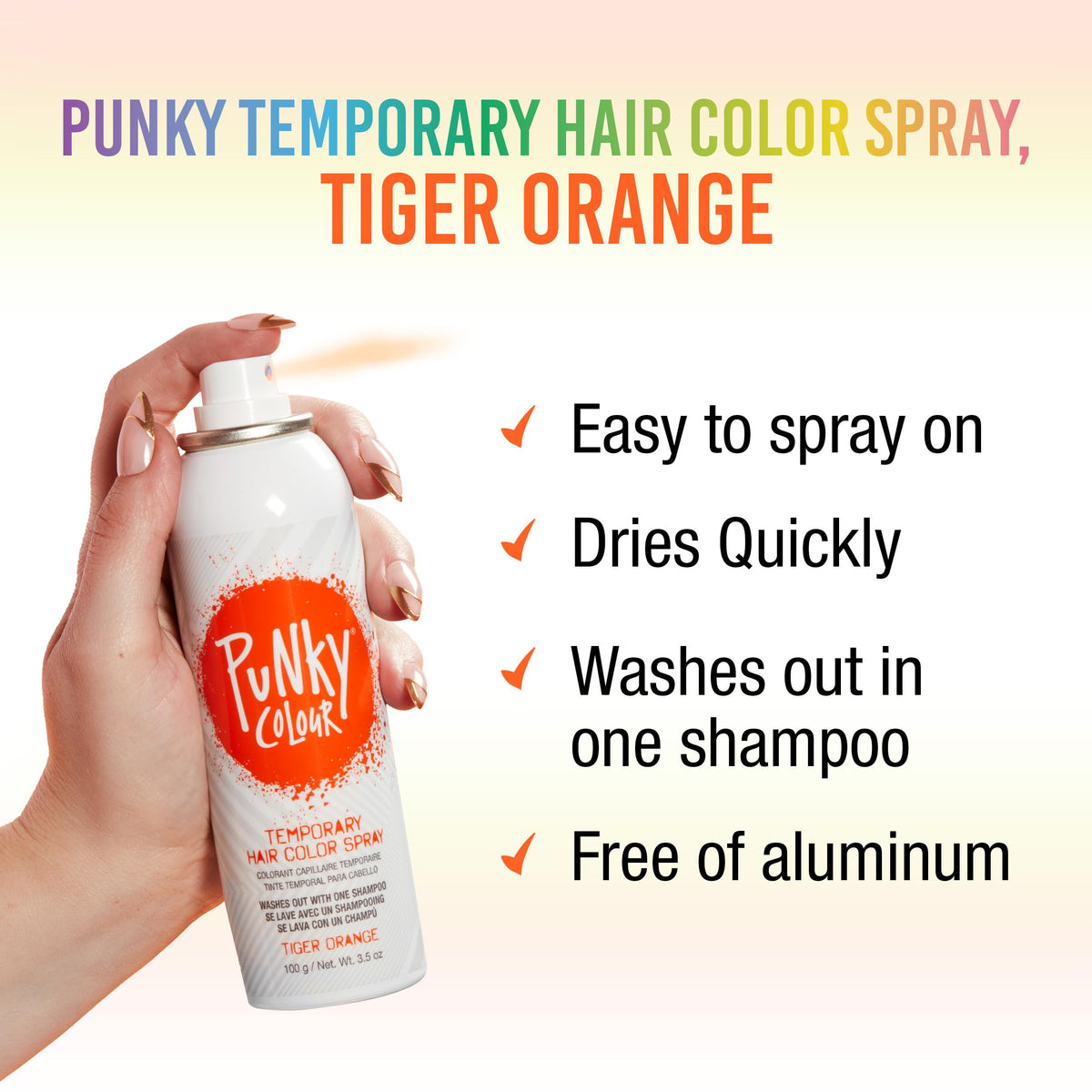 Hand spraying the tiger orange hair colour can beside a list of benefits