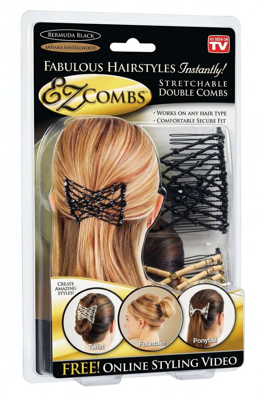 EZ Combs Stretchable Double Combs - Bermuda Black/Sahara Sandlewood