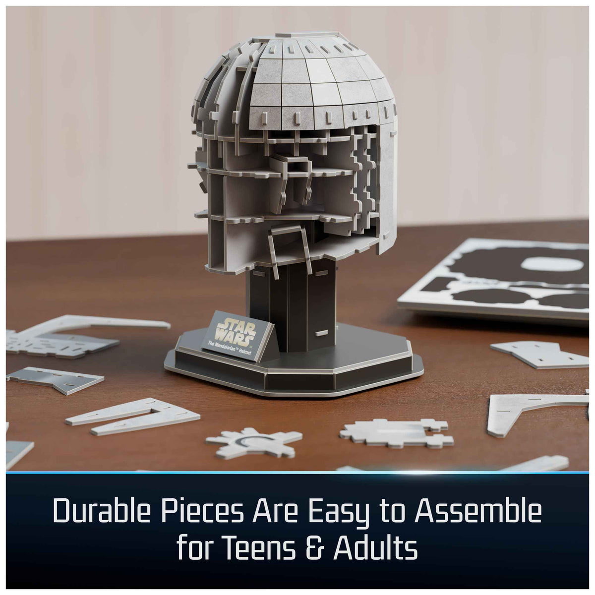 4D Build, Star Wars Mandalorian Helmet 3D Model Kit, Star Wars Collectibles & Desk Decor, Adult Puzzle, Building Toys, 3D Puzzles for Adults & Teens, 88 Pieces, Gift Ideas for Ages 12 & Up