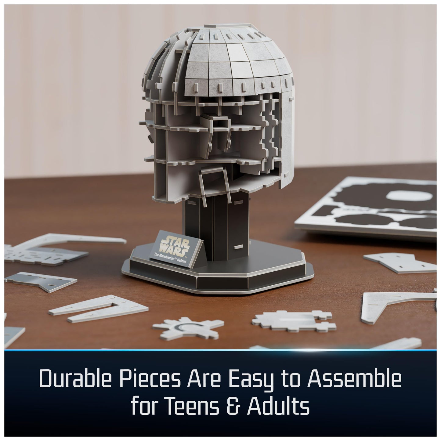 4D Build, Star Wars Mandalorian Helmet 3D Model Kit, Star Wars Collectibles & Desk Decor, Adult Puzzle, Building Toys, 3D Puzzles for Adults & Teens, 88 Pieces, Gift Ideas for Ages 12 & Up