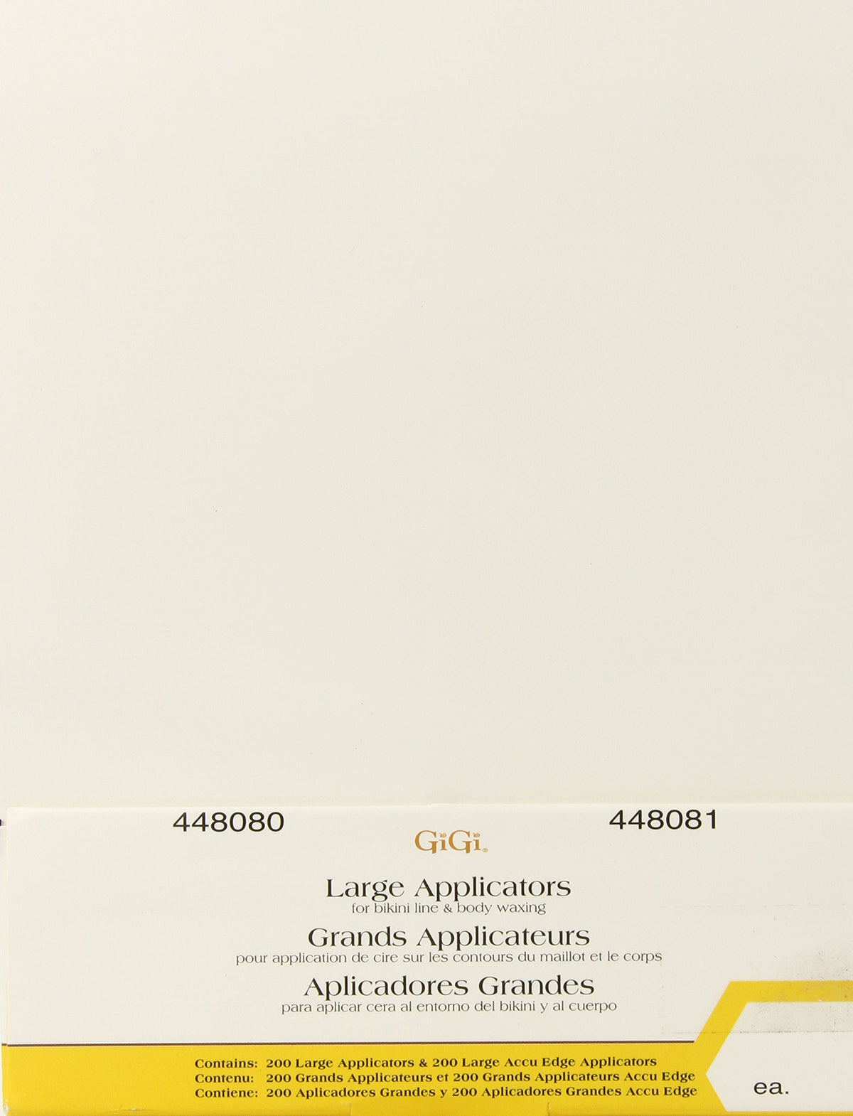Cream dispenser box of 400 large wooden wax applicators for bikini line and body
