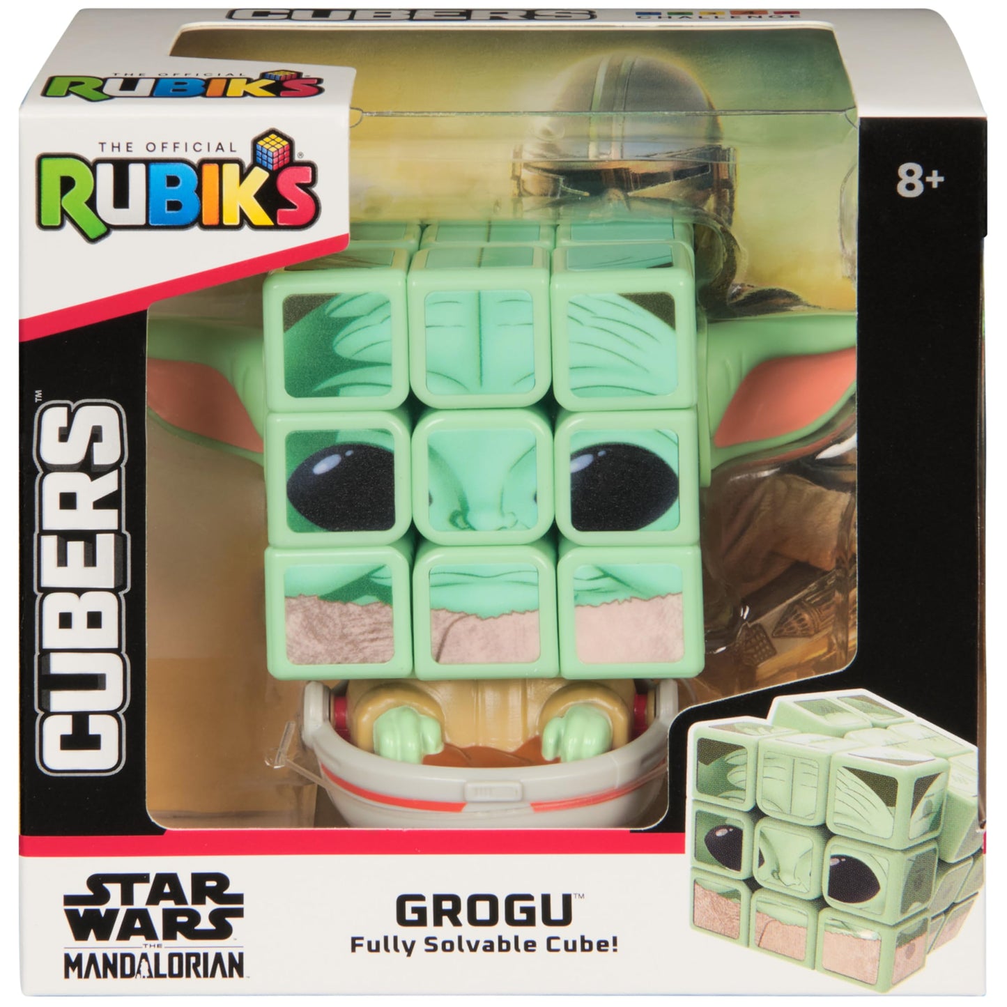 Rubik’s Cube, Star Wars Grogu Cuber with Display, Mandalorian’s The Child, Problem-Solving Brain Teaser, Classic Color-Matching Puzzle, Fidget Toy for Kids, Collectible Star Wars Toy, for Ages 8 & Up