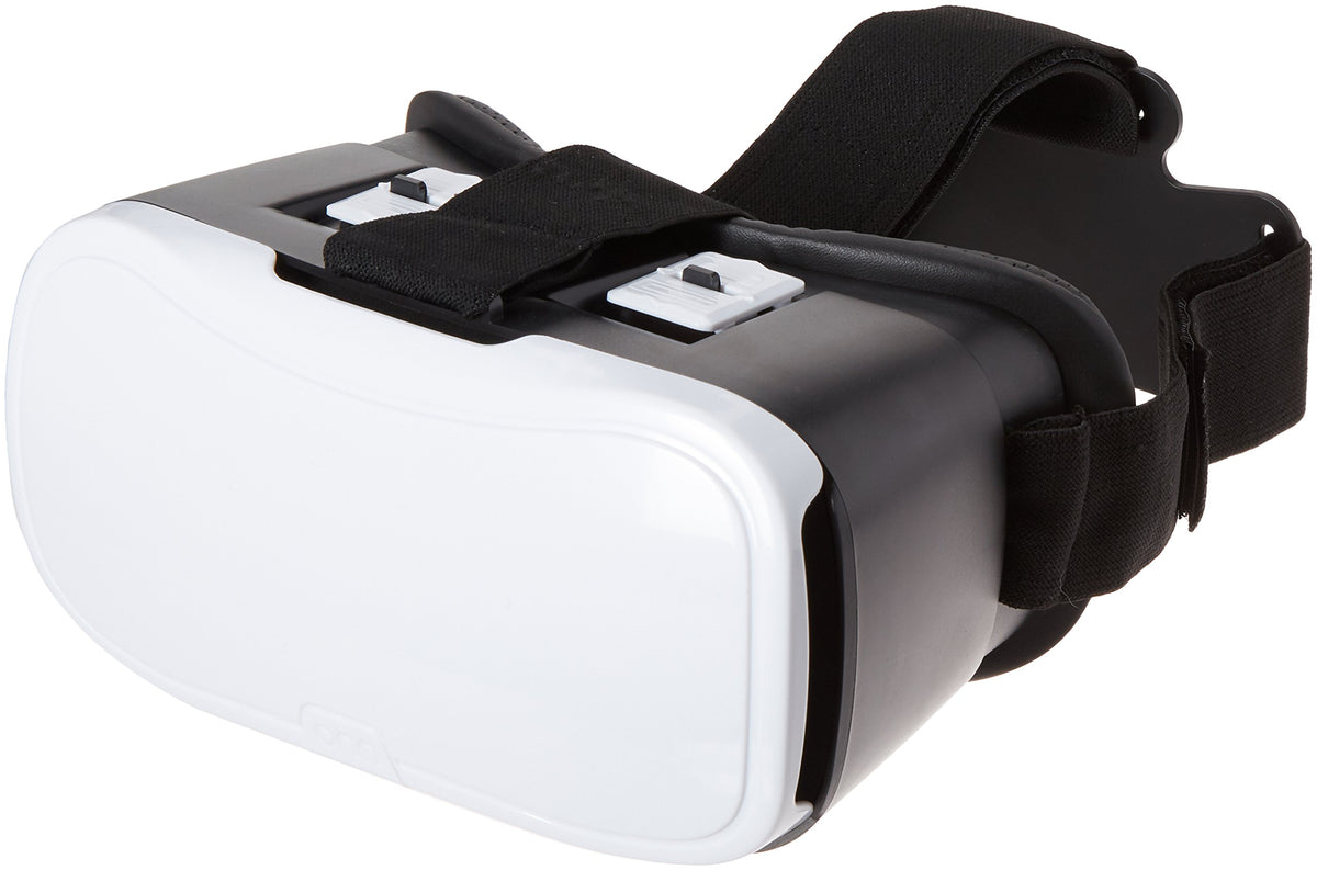 onn white and black VR smartphone headset with adjustable head straps