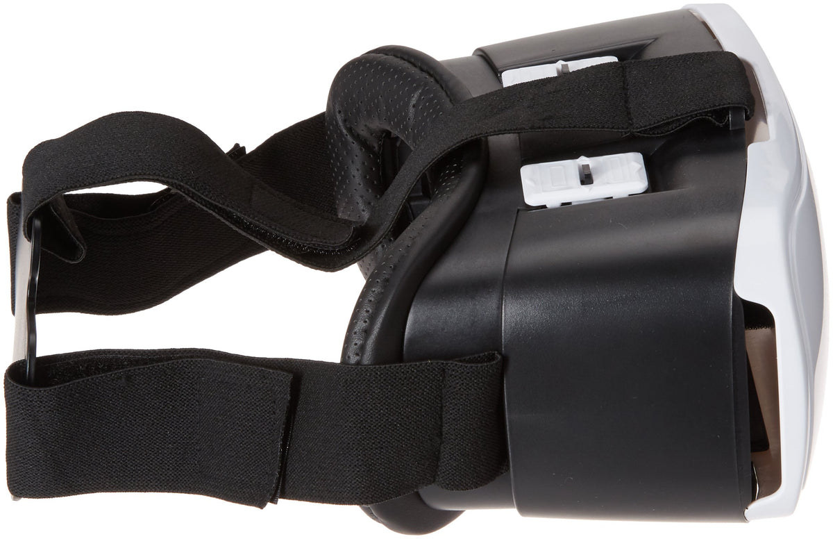 Side view of the onn VR headset with padded face cushion and straps