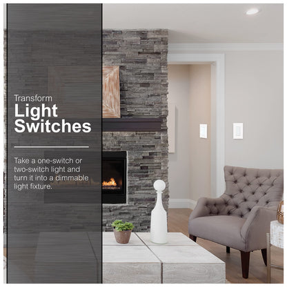 GE Rocker Dimmer Switch, Rocker On/Off Light Switch DImmer, Dimmer Switchs for LED Lights, Single Pole or 3 Way Dimmer Switch, Dimmable Light Switch for Incandescent Light Bulbs, White, 10464