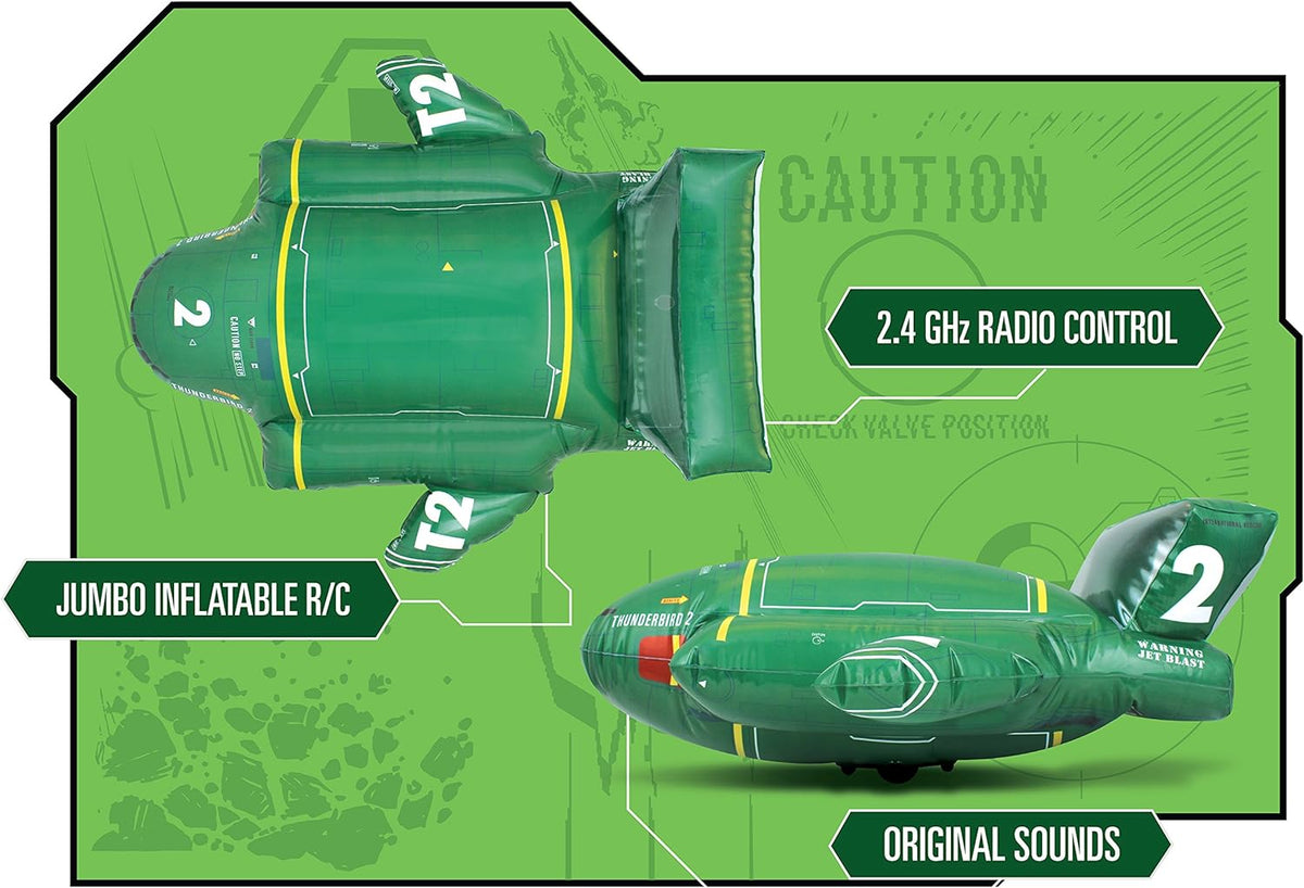 Top and side views: jumbo inflatable R/C, 2.4GHz radio control, original sounds
