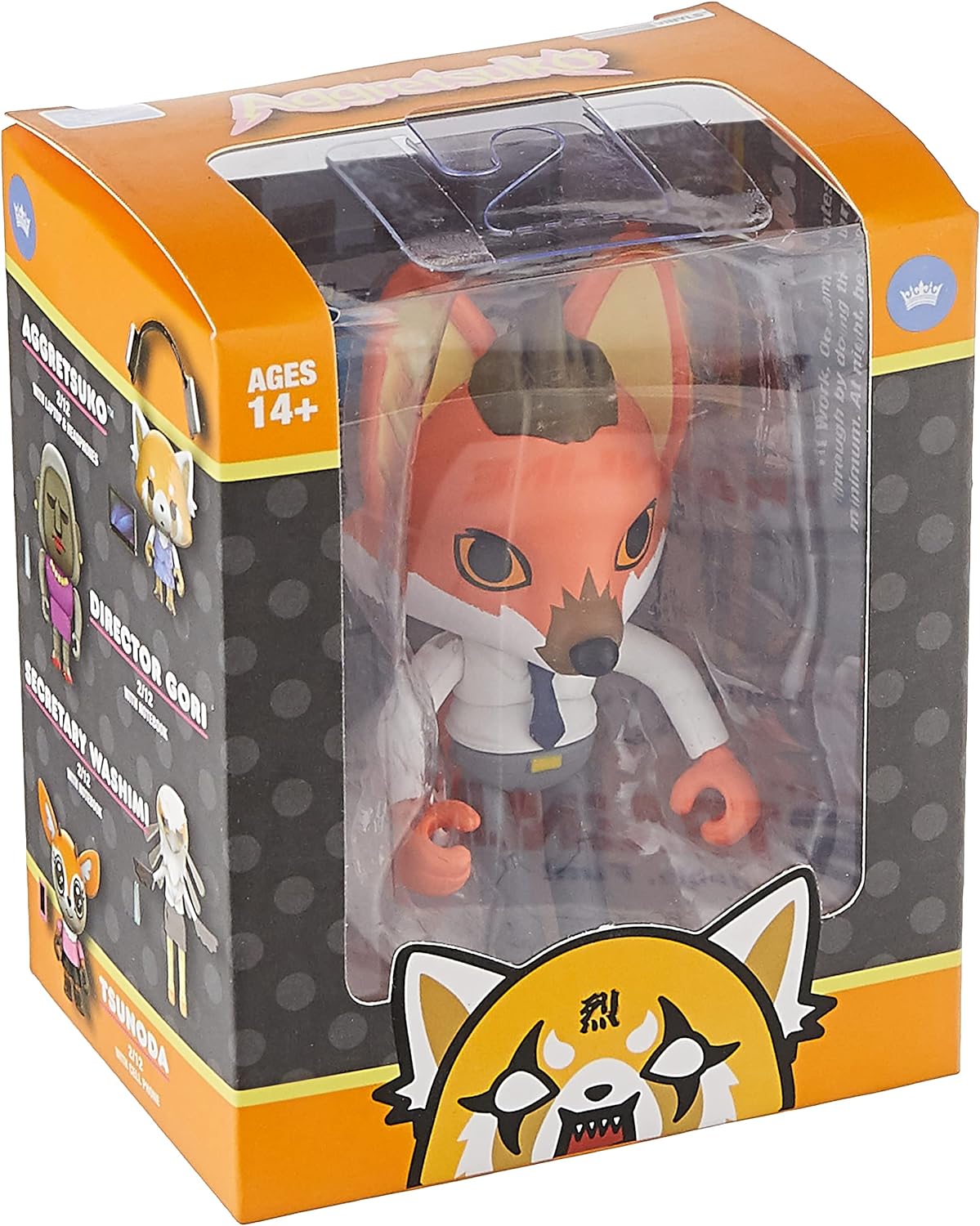 Orange fox office-worker figure in a white shirt and tie inside its orange window box