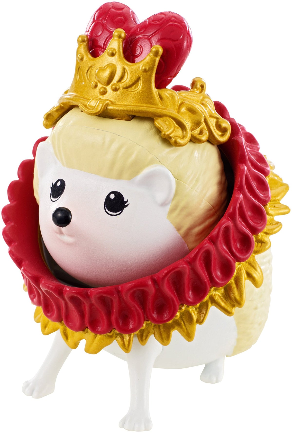 Ever After High Shuffle hedgehog figure with gold crown, red heart and red ruff