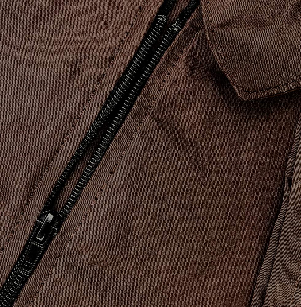 A Size Above Big & Tall Barber Jacket, Cut for Fuller Figures, Short Sleeve with Zipper Front, Left Breast Pocket Plus Two Lower Pockets, Lightweight, Water Resistant Nylon/Poly, Chocolate Brown, 4X