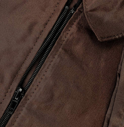 A Size Above Big & Tall Barber Jacket, Cut for Fuller Figures, Short Sleeve with Zipper Front, Left Breast Pocket Plus Two Lower Pockets, Lightweight, Water Resistant Nylon/Poly, Chocolate Brown, 4X